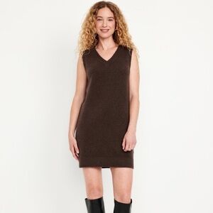 Old Navy Brown Sleeveless V-Neck Knit Mini Dress